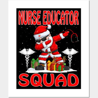 Christmas Nurse Educator Squad Reindeer Pajama Dabing Santa Posters and Art